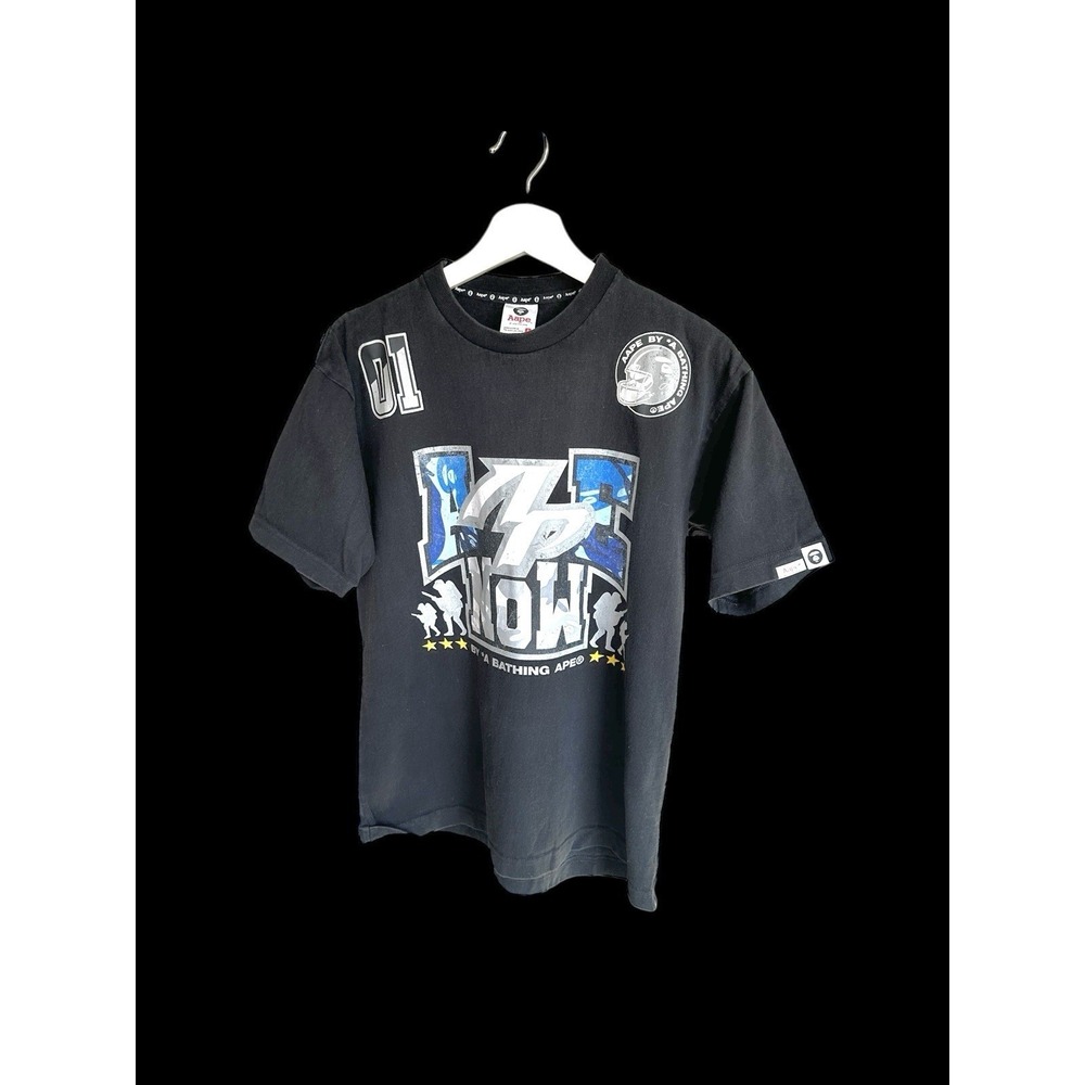 Vintage Aape by a Bathing Ape BAPE Y2K T Shirt Sz Small Faded Black Distressed‎